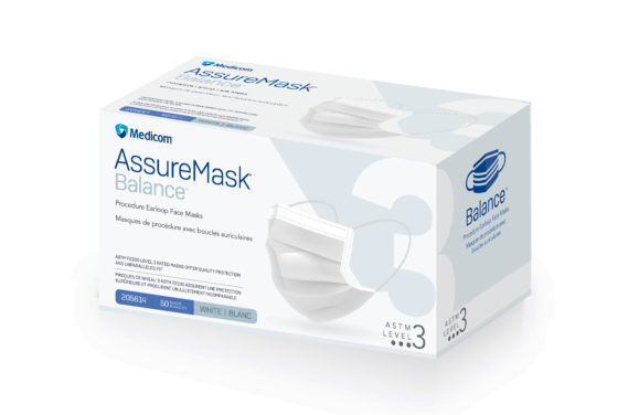 Mask Face Procedure Earloop White ASTM Level 3 Medicom AssureMask Balance® (50/BX 10BX/CS) by Medicom, Inc.  ID 205614